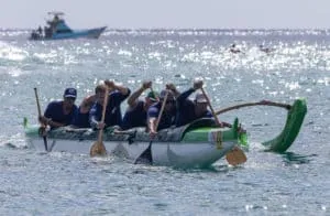 Anuenue 40s crew finishing the 2018 Molokai Hoe